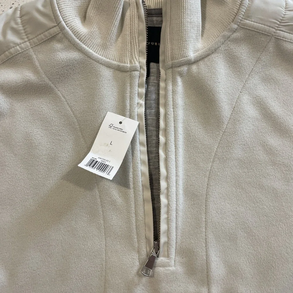 Banana Republic Hal-Zip‎ Fleece Sweatshirt Size Large White NWT